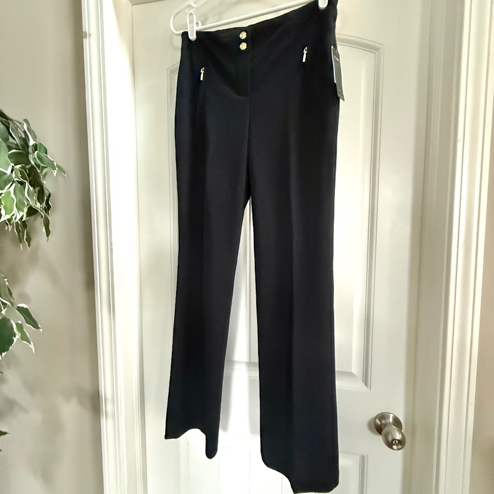 Soho Apparel Ltd Navy Flare Pants Pull On Stretch Size S NWT